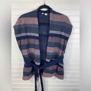 Moth Anthropologie Sleeveless Knitted Striped Pattern Belted Cardigan S Women’s